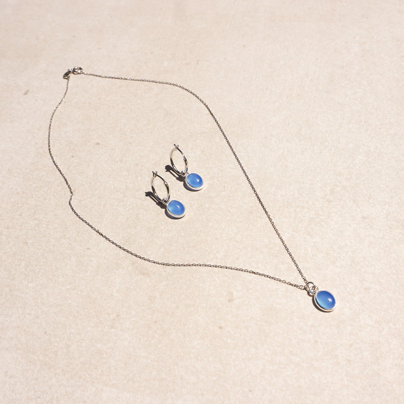Silver - The Muse Blue Chalcedony Hoops