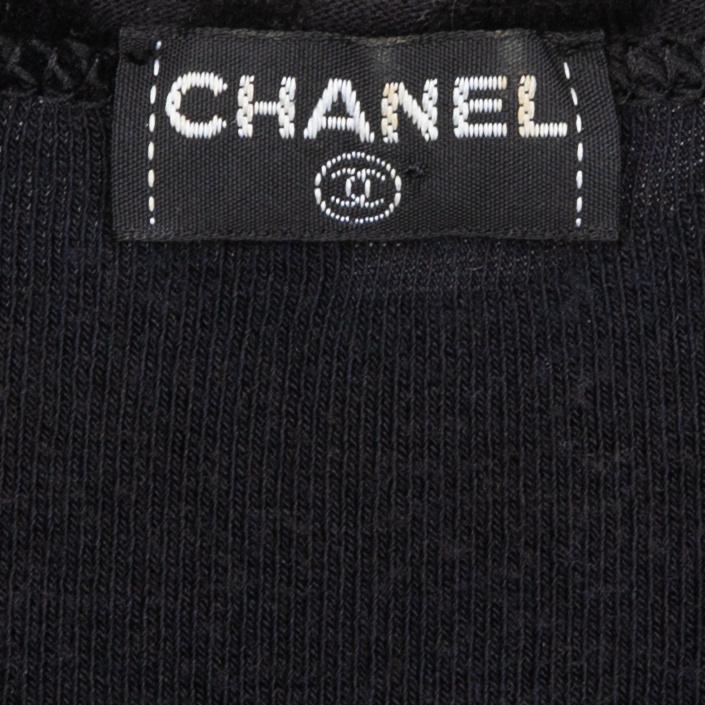 chanel black dress with logo