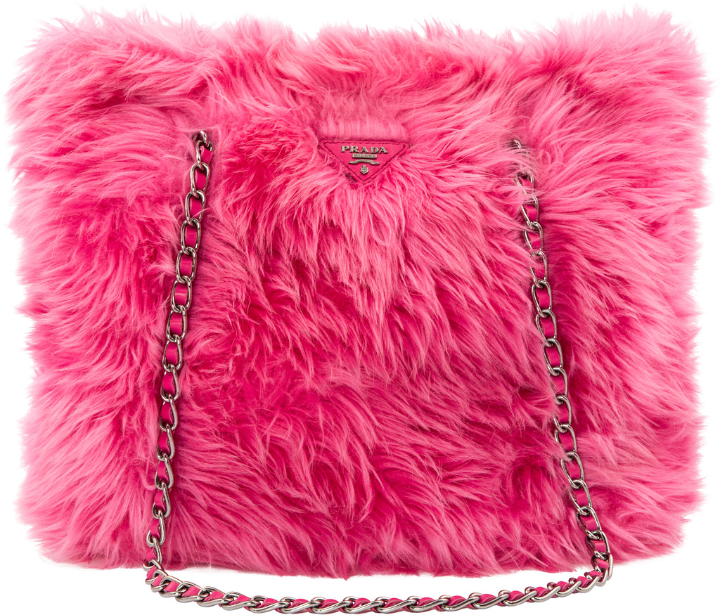 Prada Faux Fur Chain Link Tote Bag | EL CYCER