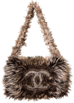 chanel faux fur bag