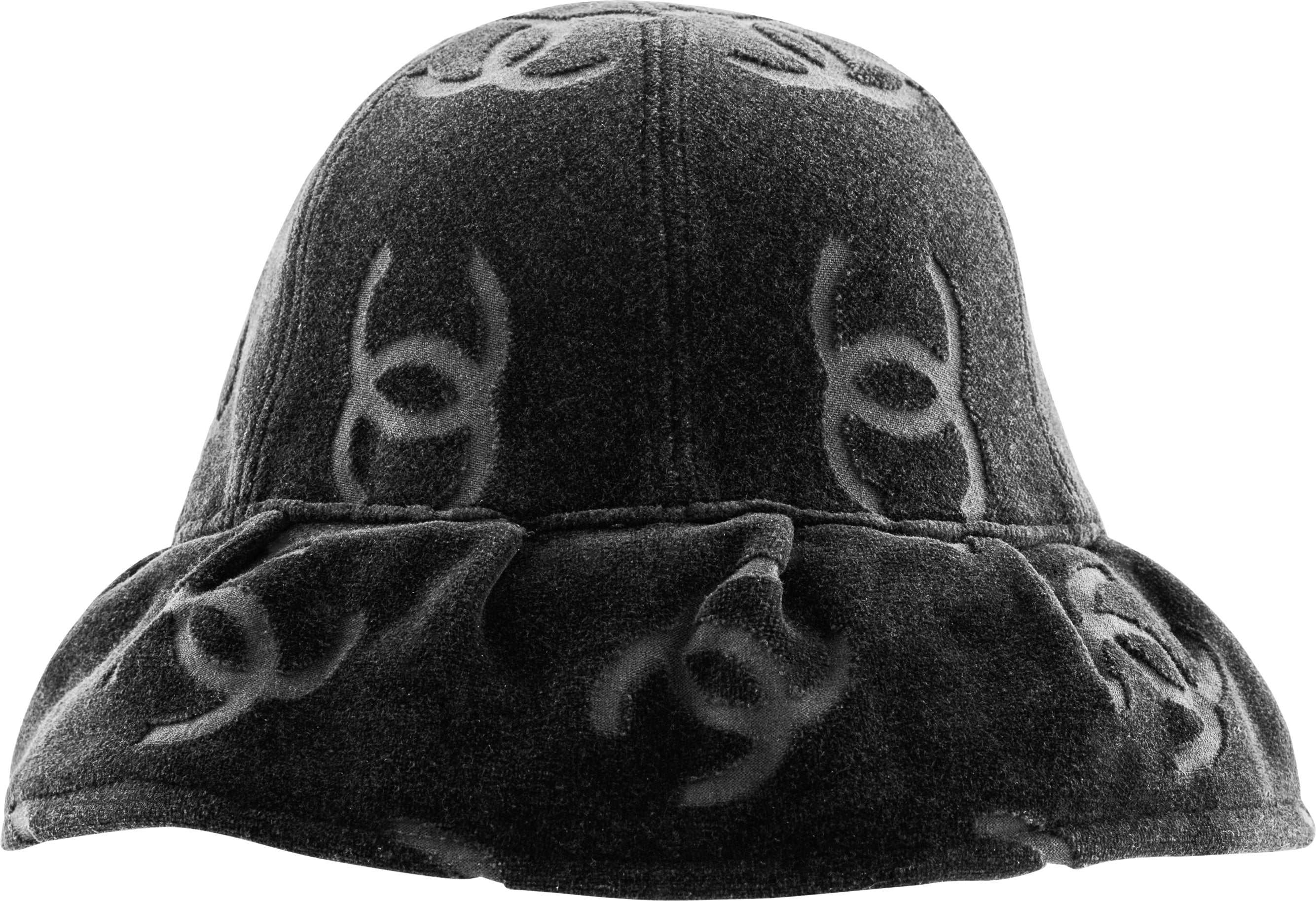 Image of Chanel Black Velour Logo Spring 1996 Bucket Hat