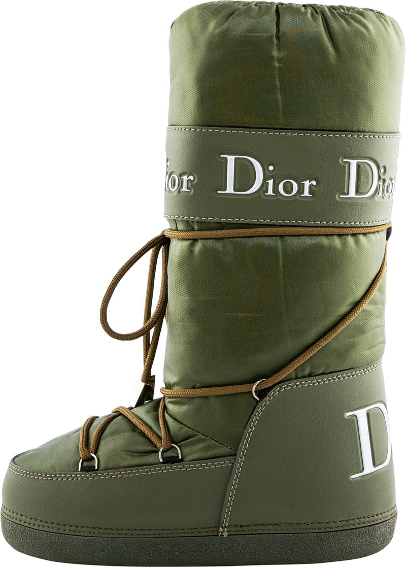 Christian Dior Olive Logo Moon Boots | EL CYCER