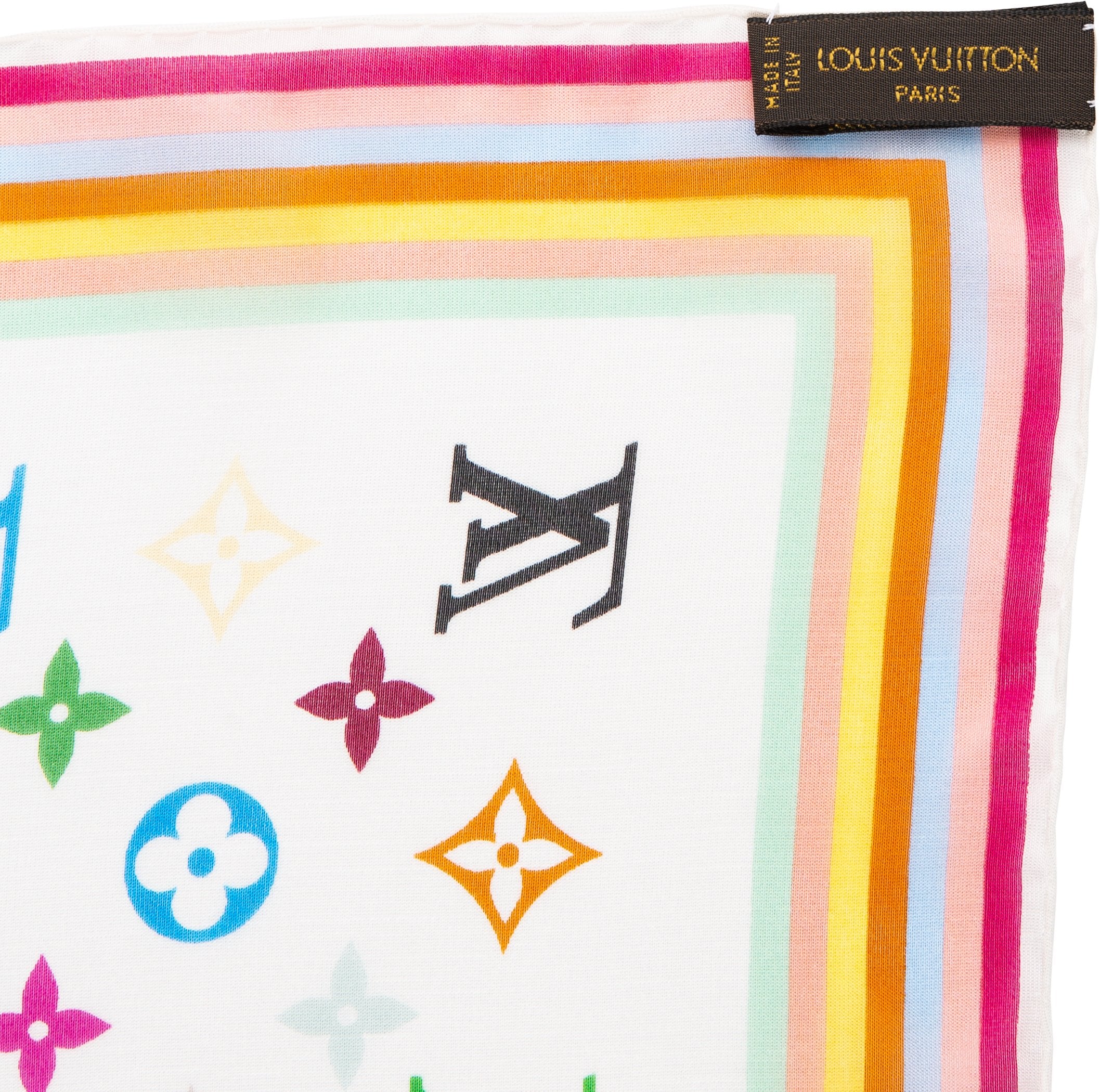 Louis Vuitton Tadashi Murakami Multicolor Monogram Silk Scarf | EL CYCER