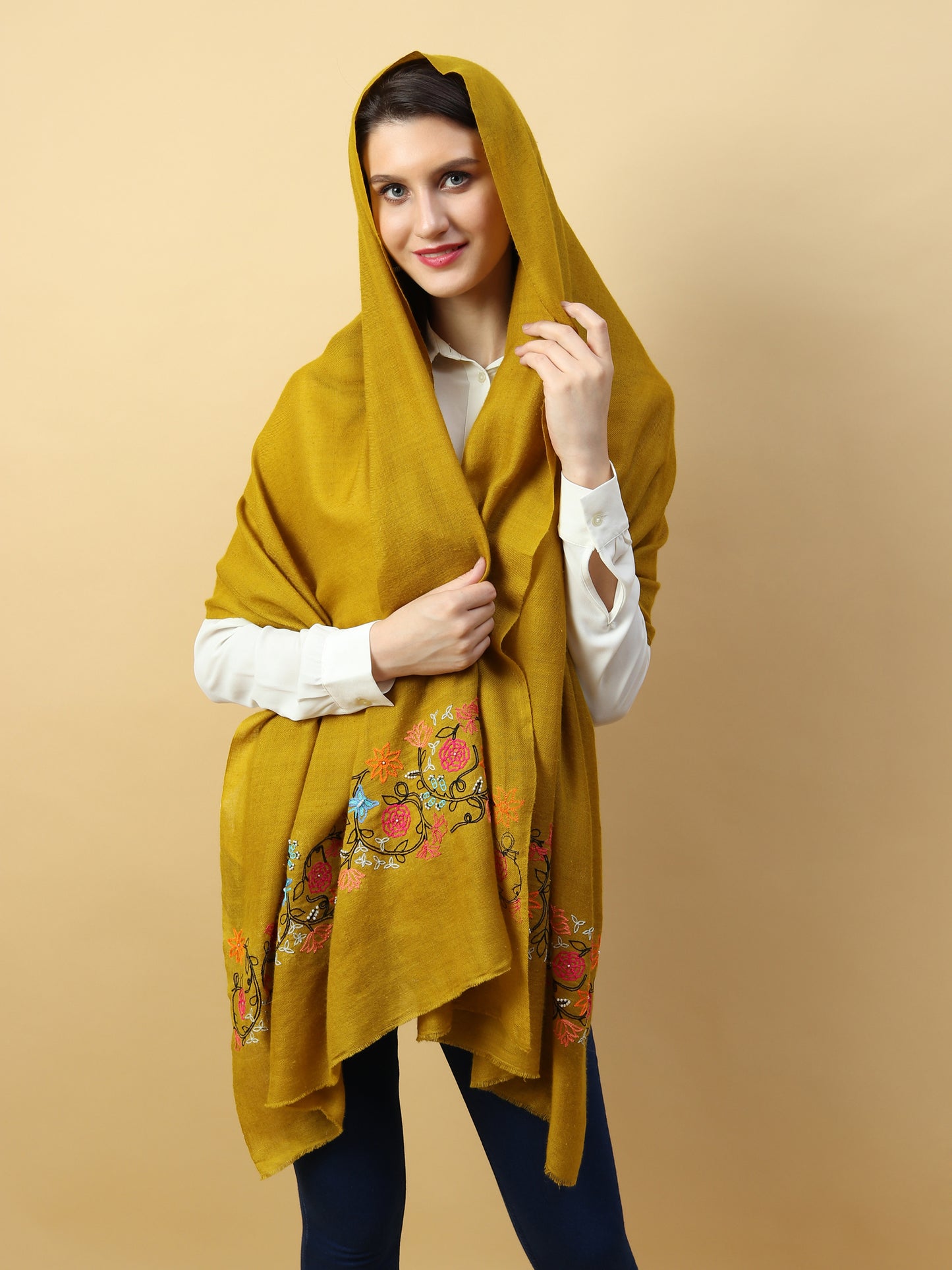 Yellow Shawl, kashmiri shawls online, bridal shawls – modarta