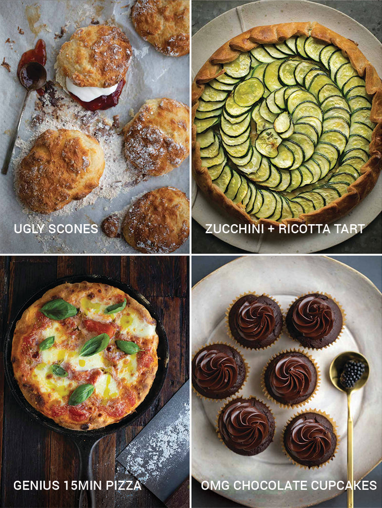 Ugly Scones, Zucchini and Ricotta Tart, Genius 15min Pizza and OMG Chocolate Cakes