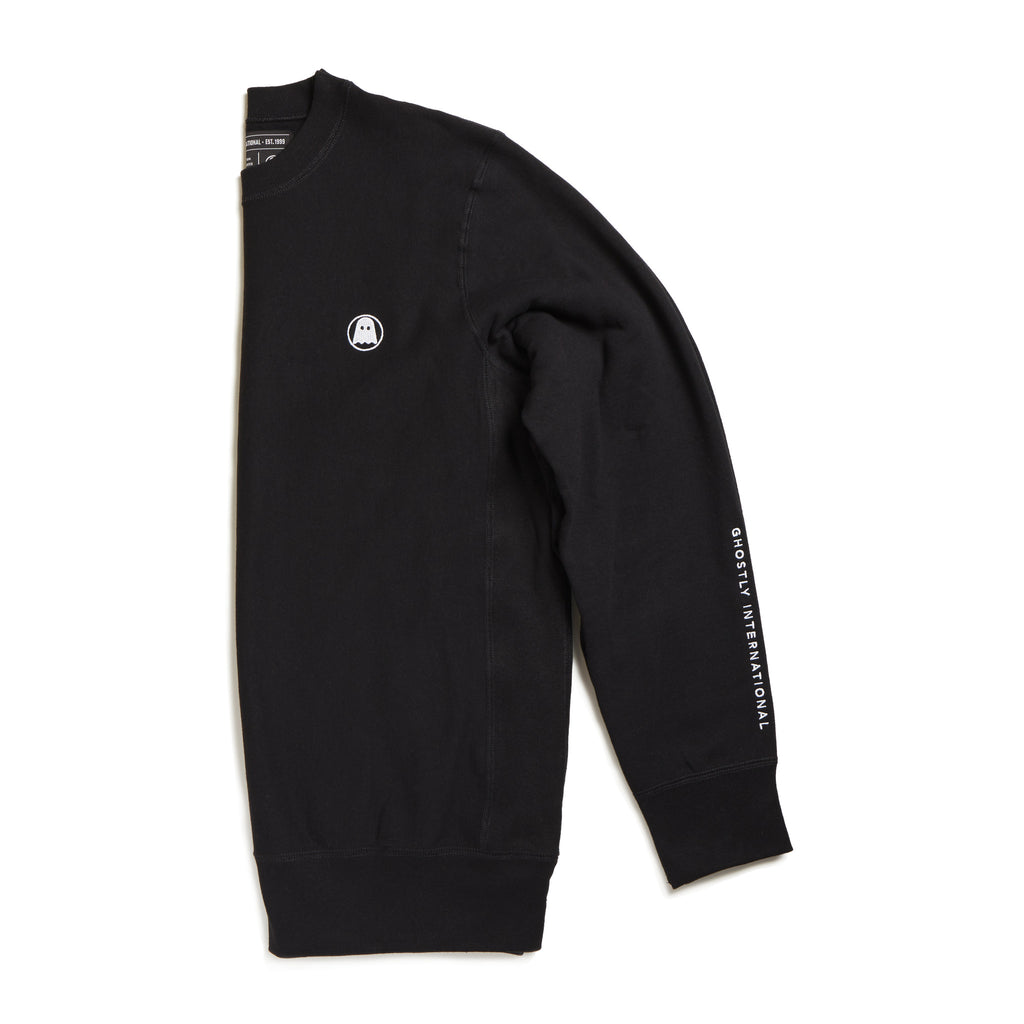 Black Embroidered Heavyweight Crewneck | Clothing | The Ghostly Store