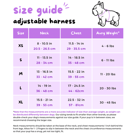 korriko adjustable harness size guide