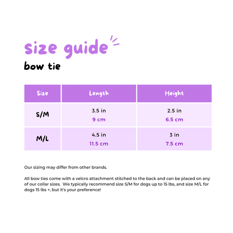 korriko bow tie size guide