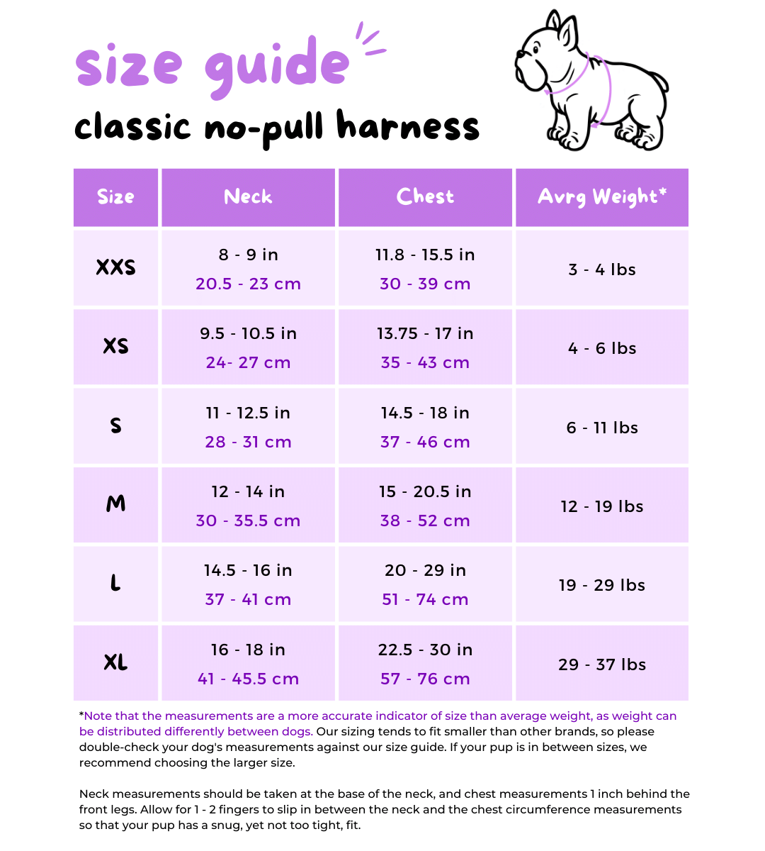 korriko classic no-pull harness size guide