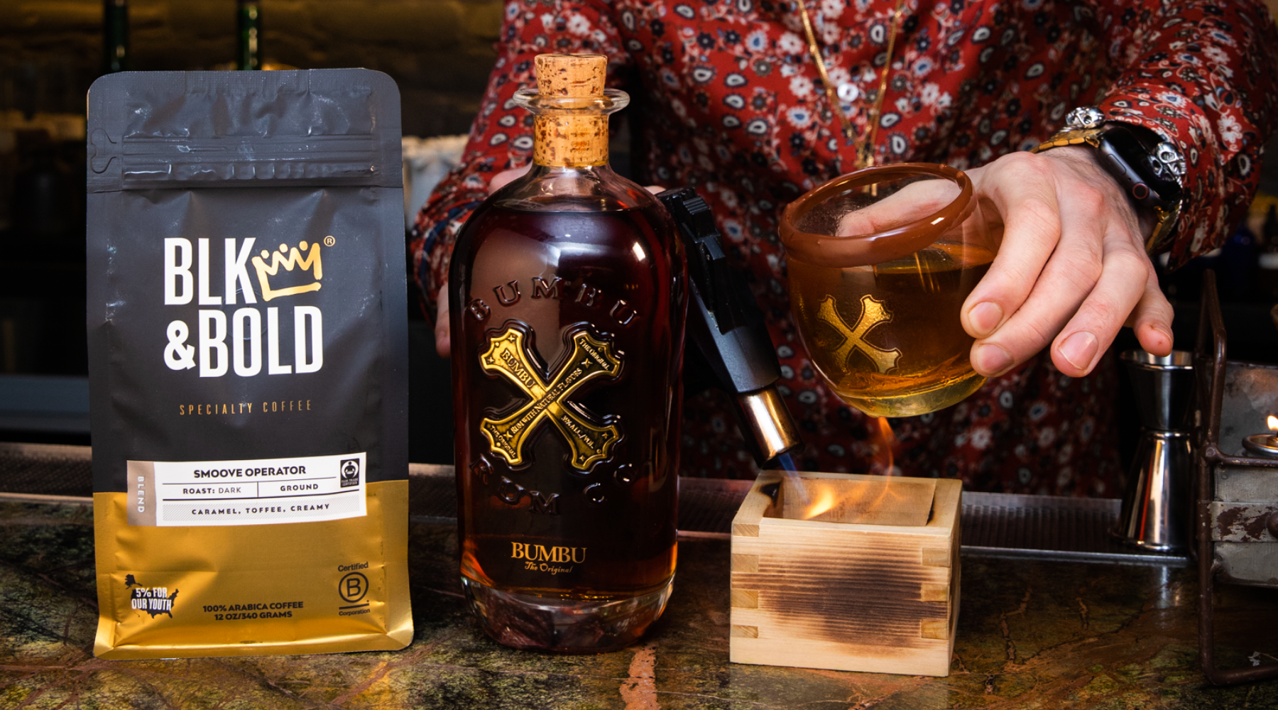BLK & Bold Smoove Operator and Bumbu Rum Original in collaboration for National Cocktail Day