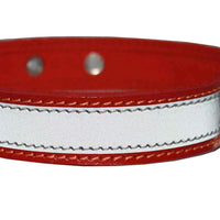 Genuine Leather Reflective Dog Collar 22" Long 1.25" Wide Red Fits 15.5"-19.5" Neck