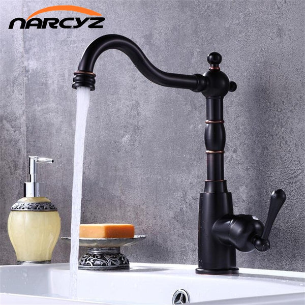 New Style Black Bronze Kitchen Faucet 360 Rotate Black Color Sink Tap Cold And Hot Mixer Tap Black Retro Kitchen Faucet Xt 131