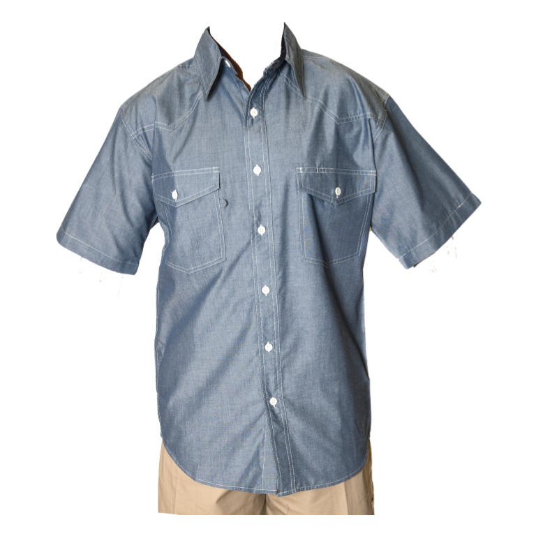 Men’s Chambray Western Cotton / Polyester Work Shirt with Button front ...