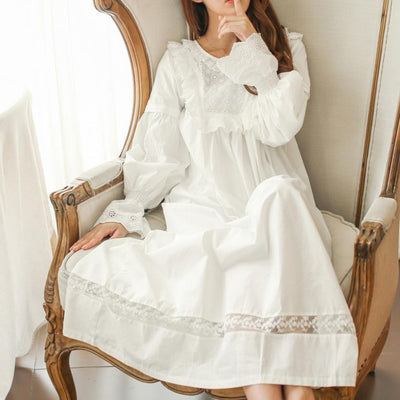 long sleeve white nightdress