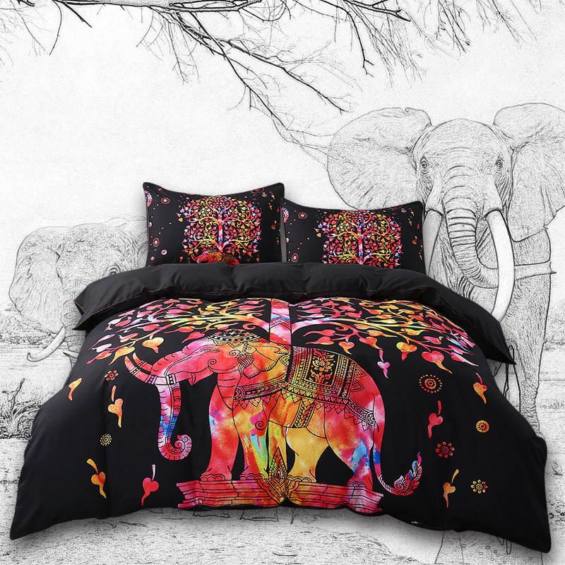 Beddingoutlet Black Bedding Set Black And Red Boho Duvet Cover And