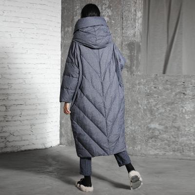 women's long quilted coat with hood