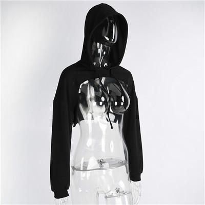 cut out shoulder hoodie