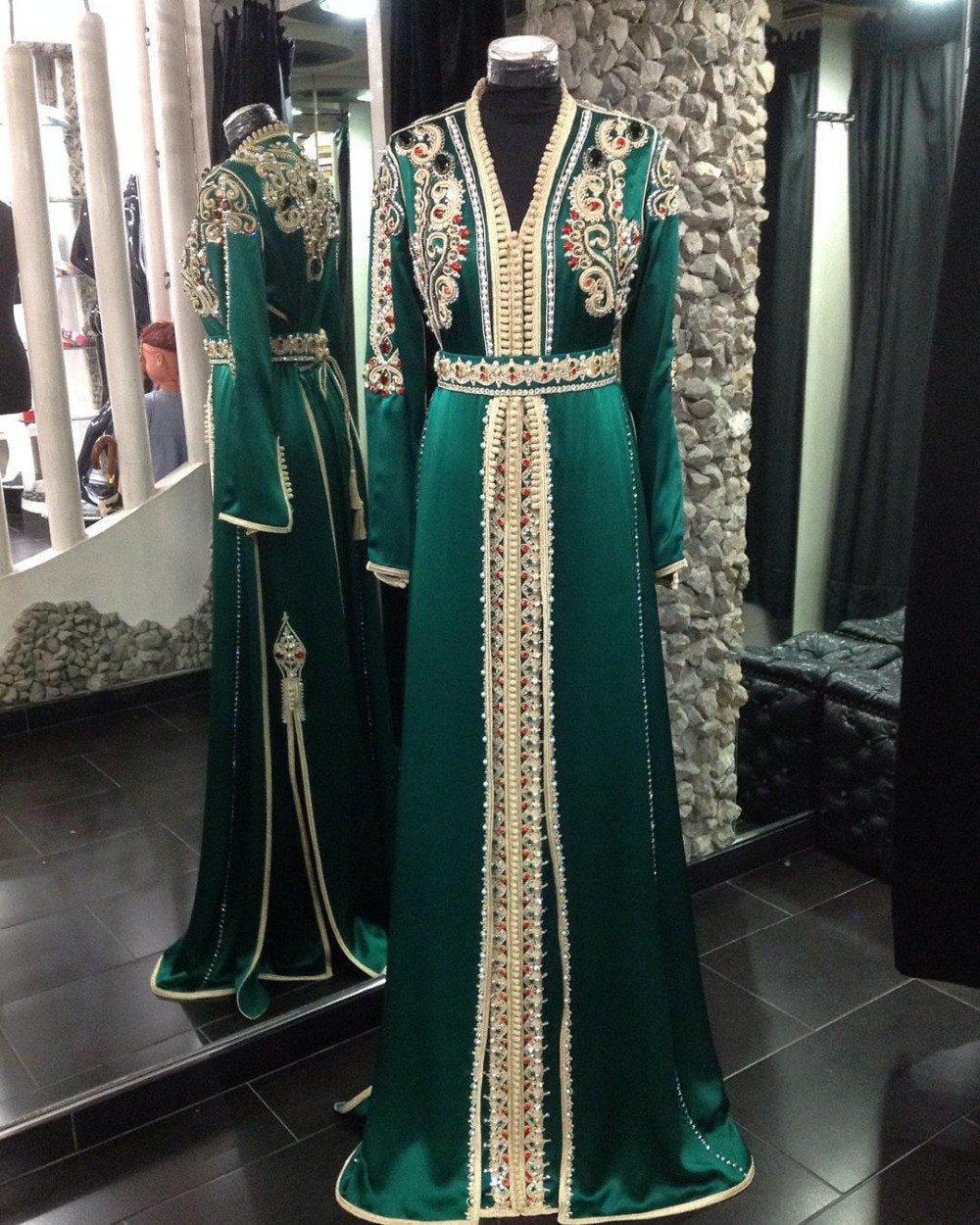 dark green dress with hijab