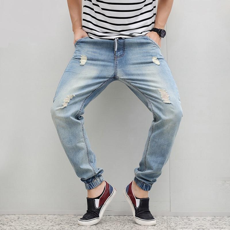 light blue denim joggers mens