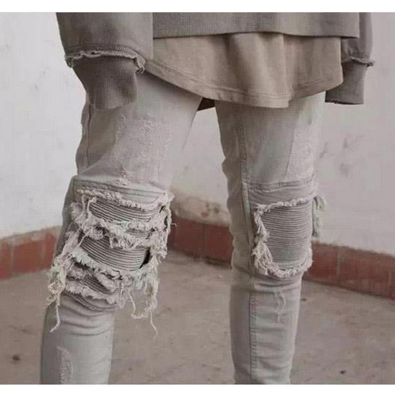 men's gray distressed jeans