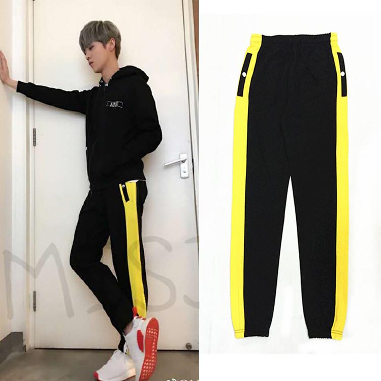 black and yellow joggers mens