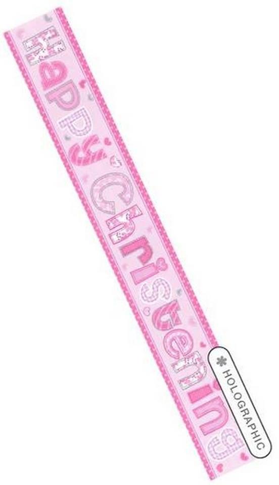 Happy Christening Pink Foil Banner Christening Banners and Bunting AJ's Fiestas Default Title  