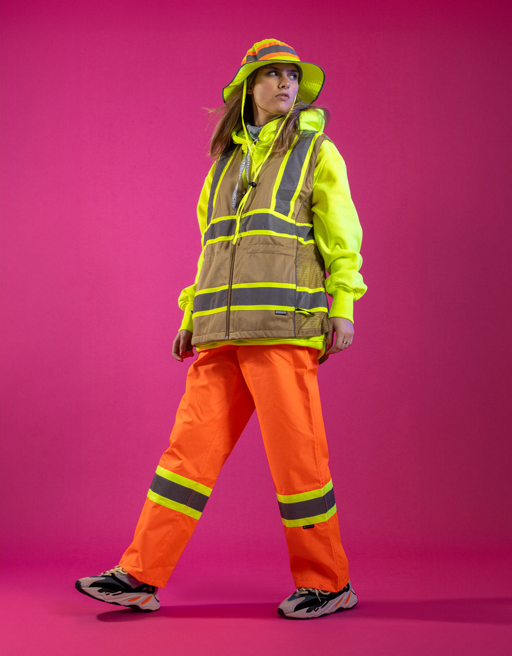 Forcefield Hi Vis Safety Tricot Traffic Pants with Vented Legs and Elastic  Waist