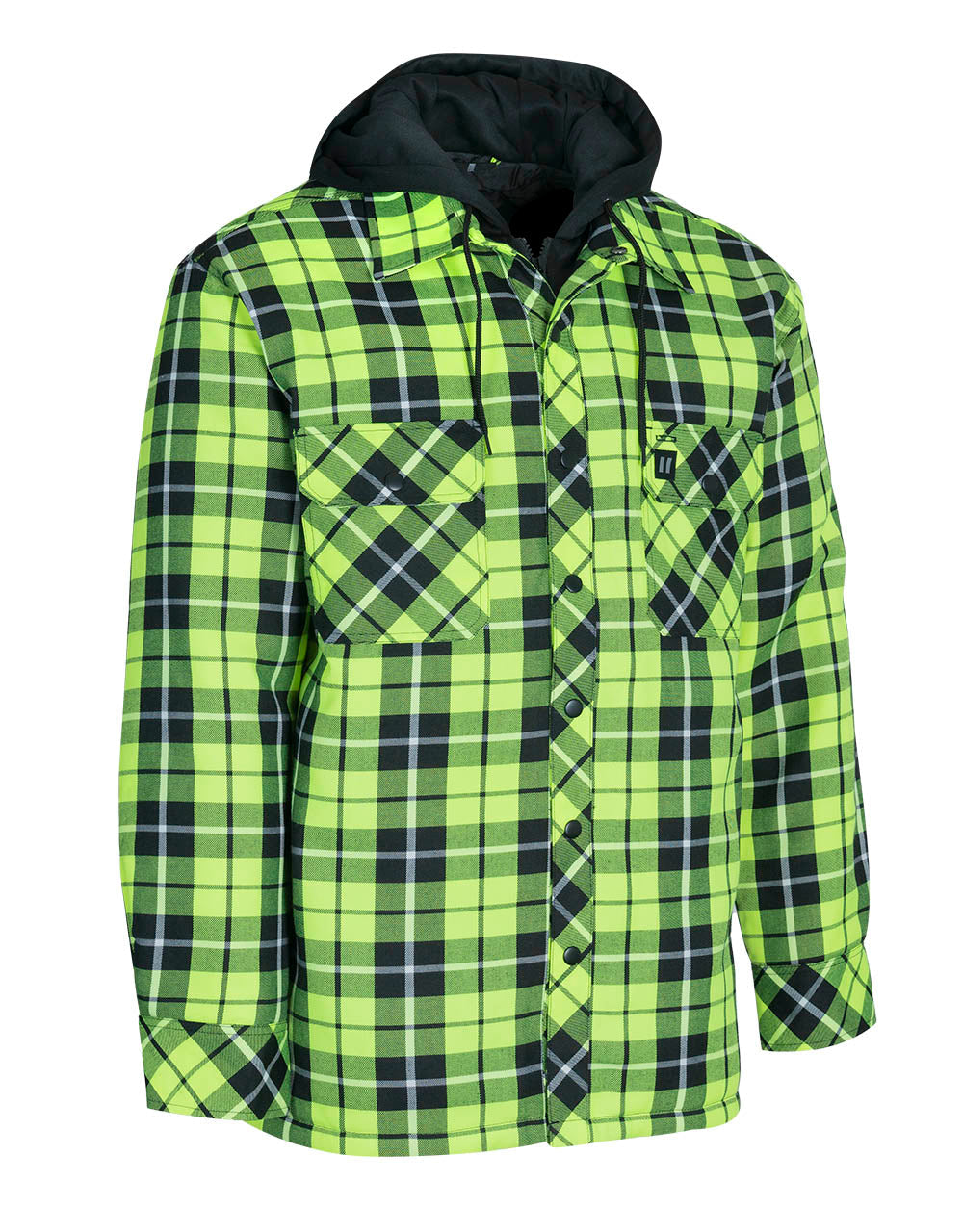 Blue Hooded Plaid Quilt-Lined Flannel Shirt Jacket
