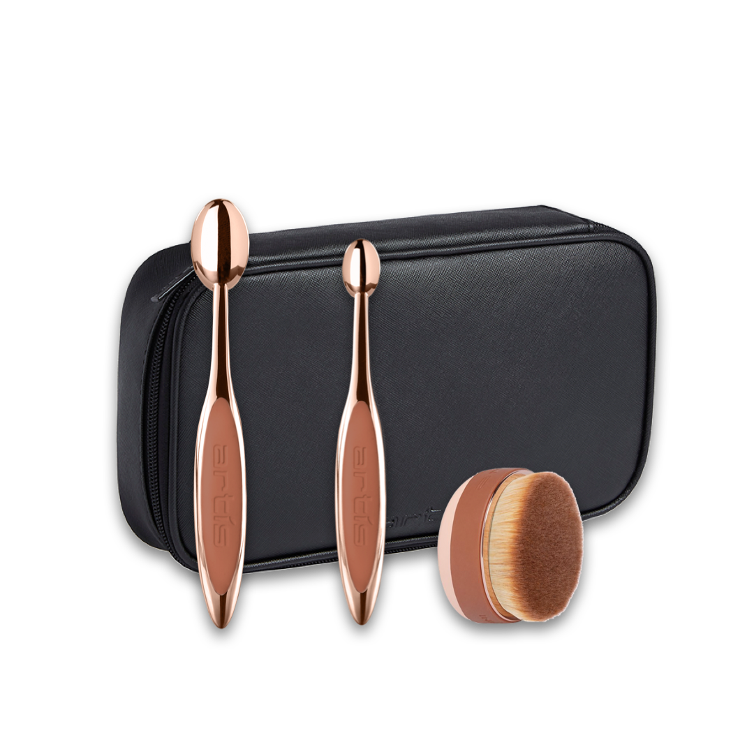 Gold Rose Soft Oval Multipurpose Makeup Brush, 10pcs - BeautyRe