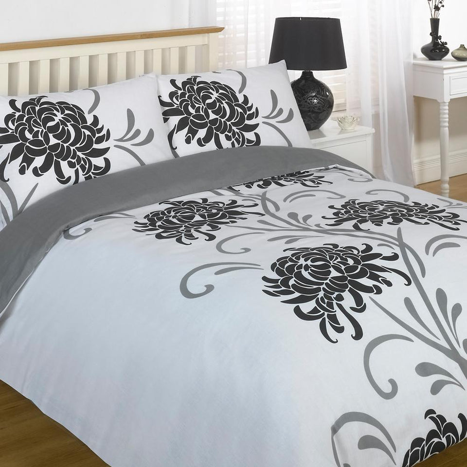 Textiles Duvet Quilt Cover Bedding Set Della Black White