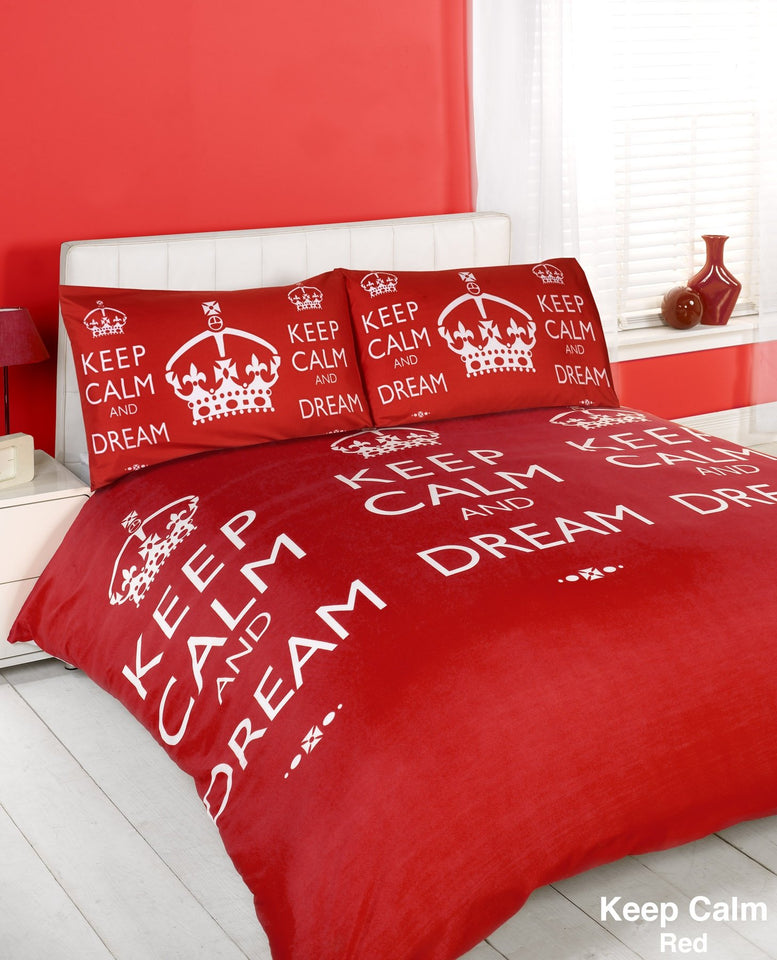 Textiles Duvet Quilt Cover Pillow Case Bed Set Keep Calm Red