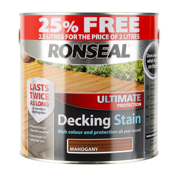 Paint Varnish Ronseal Decking Stain Mahogany 2 5l