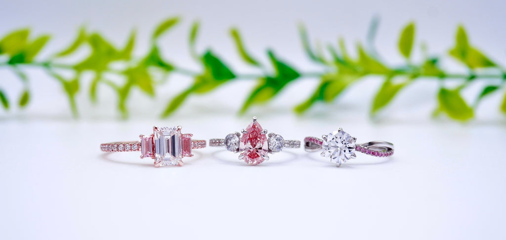 pink lab diamond engagement rings