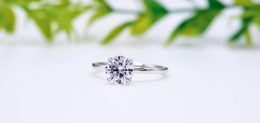 floral inspired round cut lab diamond engagement ring