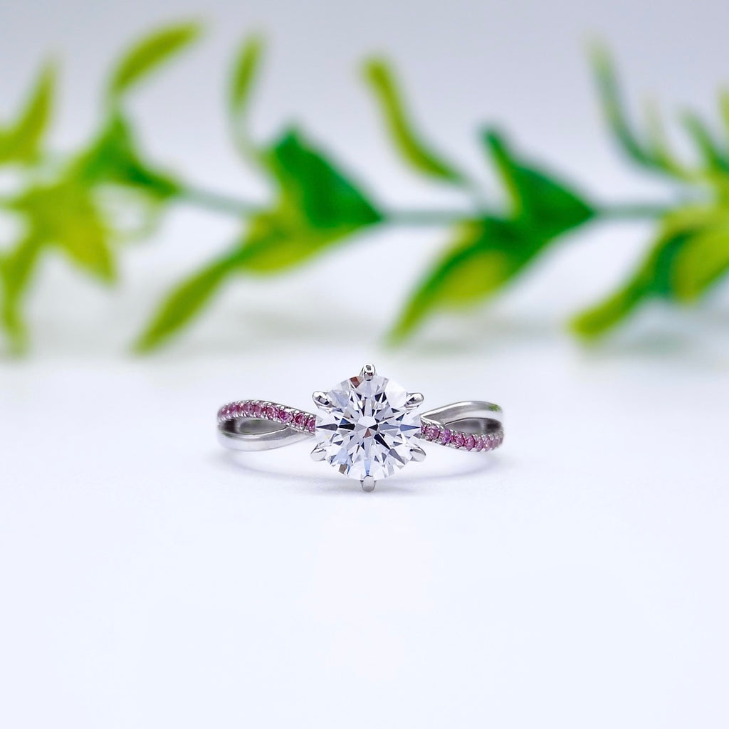 round cut floral inspired engagement ring