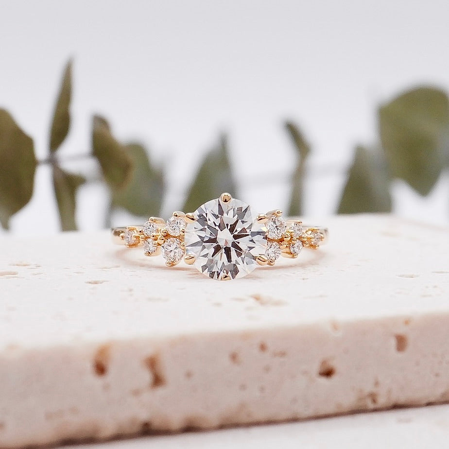 engagement ring flower lab grown diamond