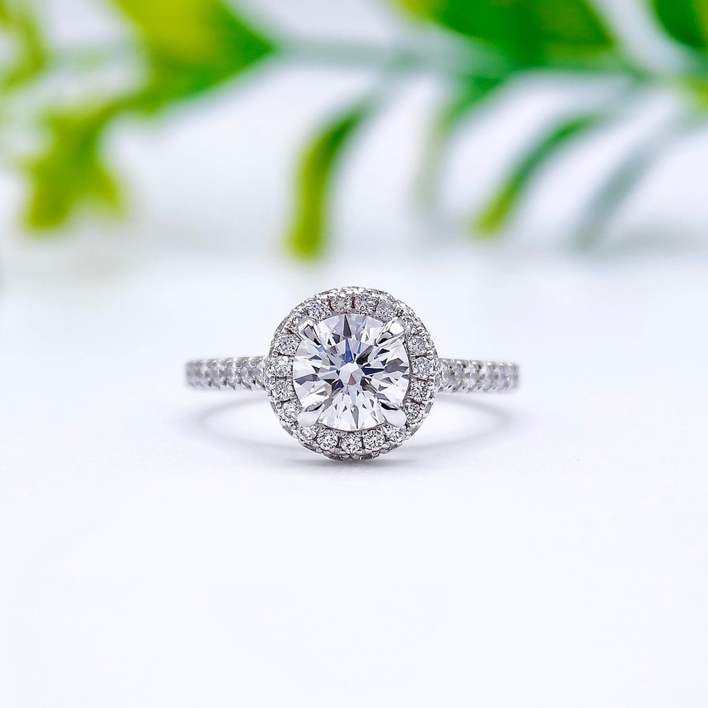 halo round cut engagement ring lab grown diamond