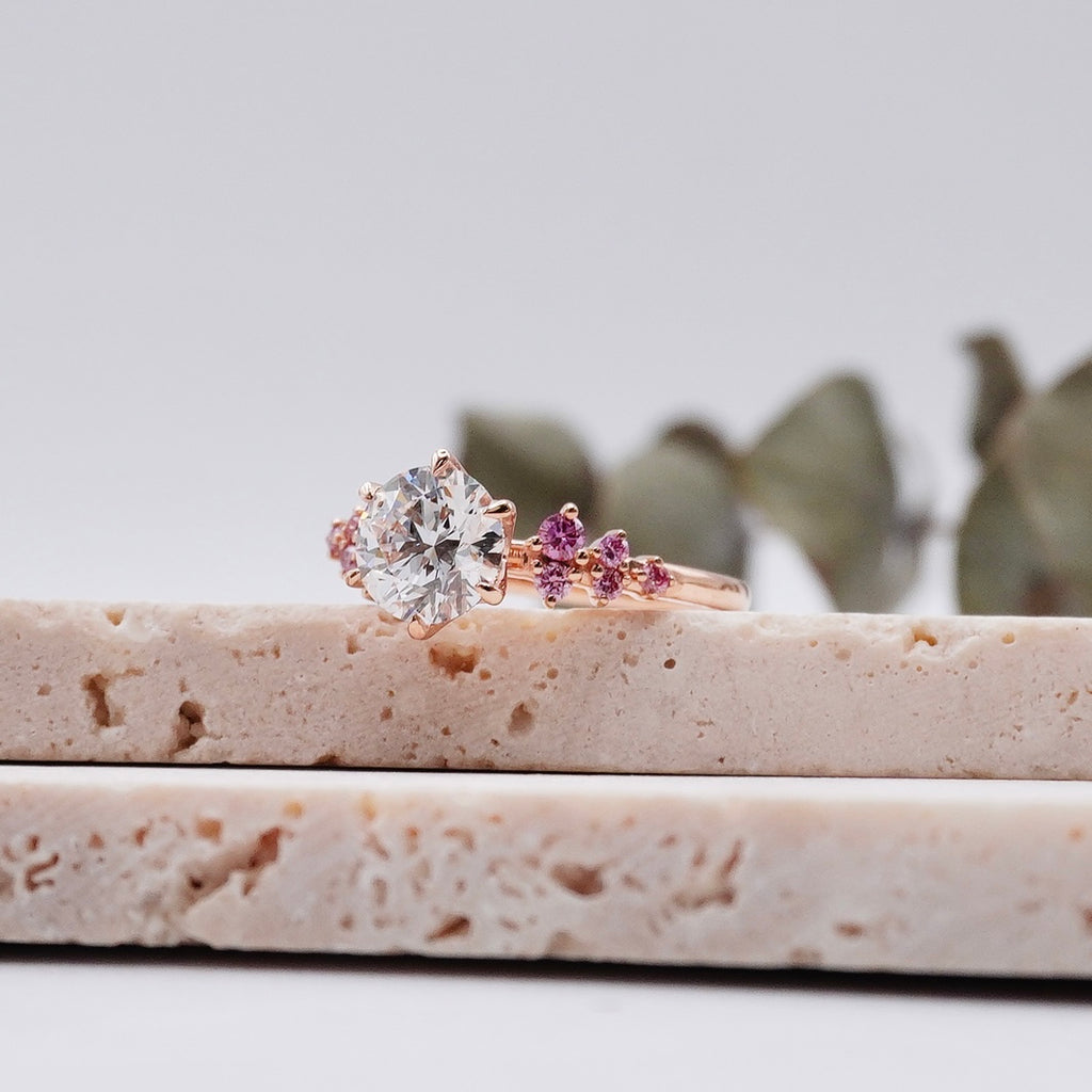 flower pink diamond engagement ring