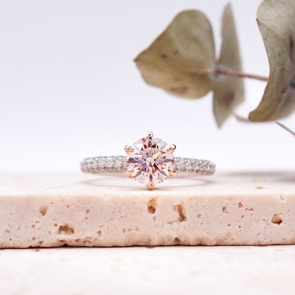 round cut pink diamond engagement ring