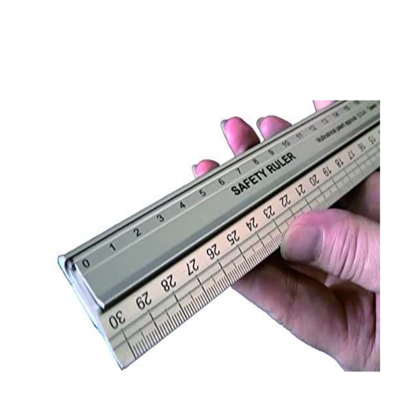 Metal Craft Safety Ruler L-Type Cutting Ruler Meal Alloy Straight Ruler  with Hanging Hole Drafting Tool Blue