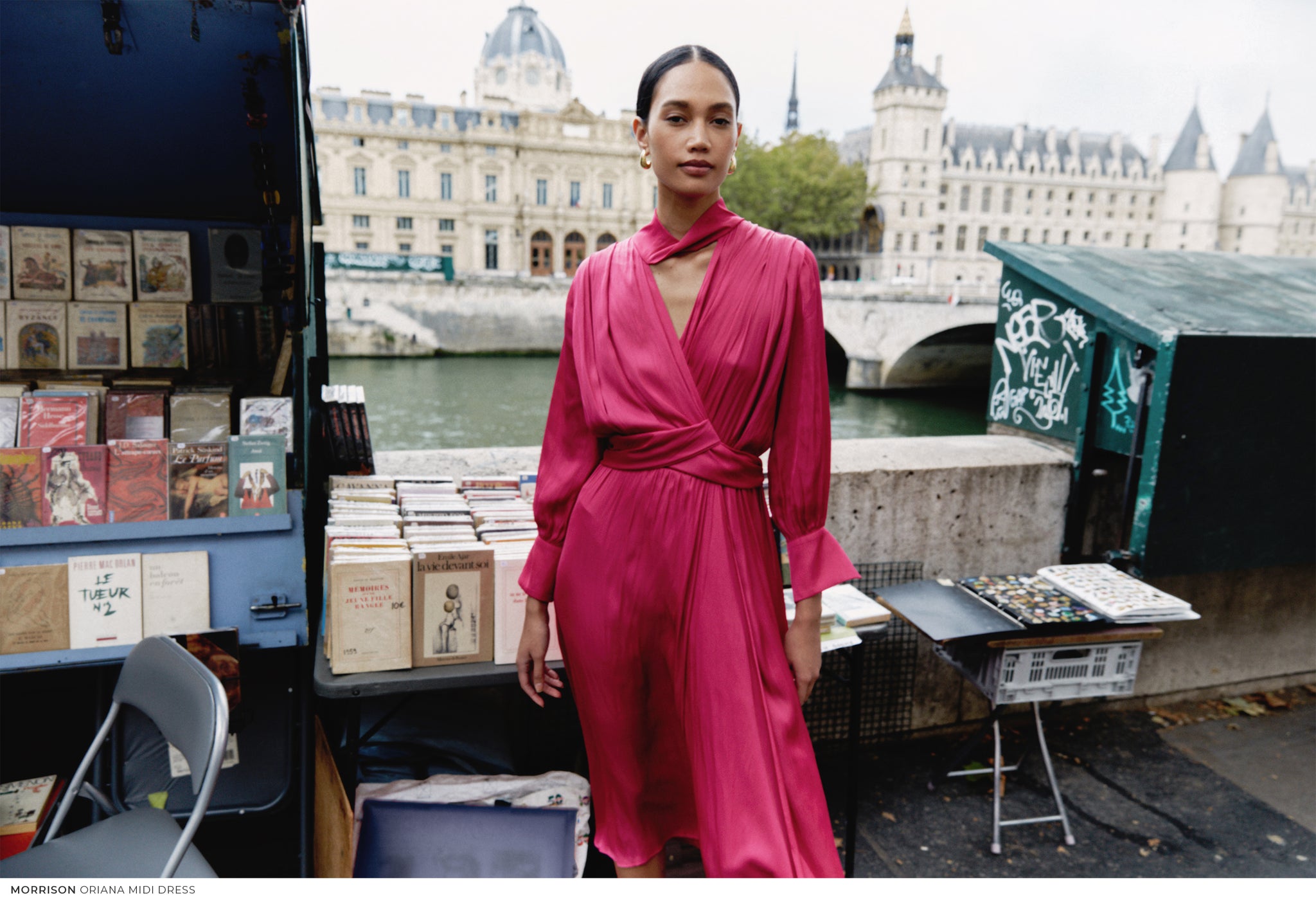 MORRISON'S ORIANA MIDI DRESS IN FUCHSIA PINK