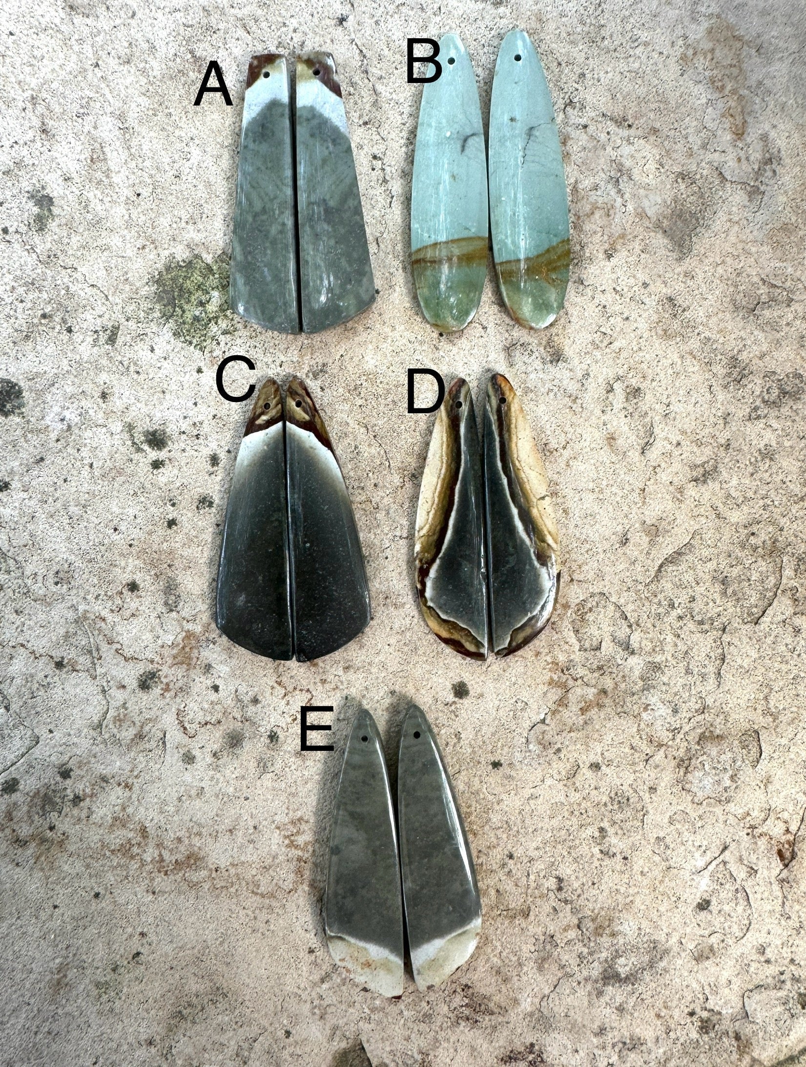 Polychrome Jasper LARGE Matching Beads Slab Pairs Various Shapes (Select One Pair)