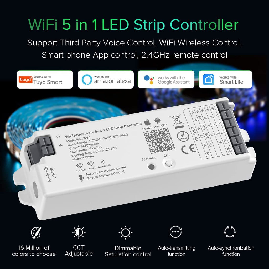 Colector diferente otro BTF-LIGHTING 5in1 WB5 2.4GHz WiFi LED Controller Compatible with Alexa