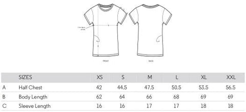 Women's Fitted Organic Cotton T-shirt Size Guide