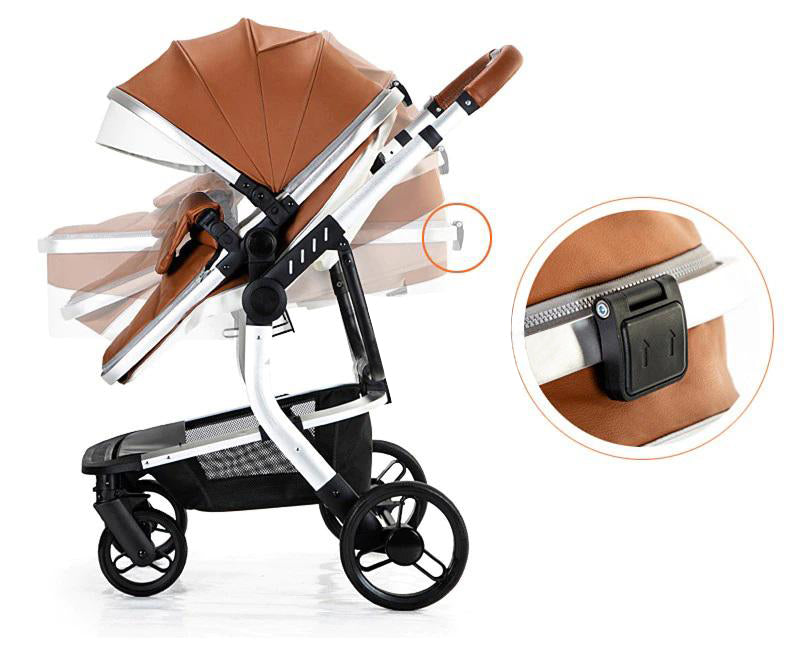 Luxury 3in1 Black Rose Gold Portable Baby Bassinet Carriage Stroller Set  Age 0-4