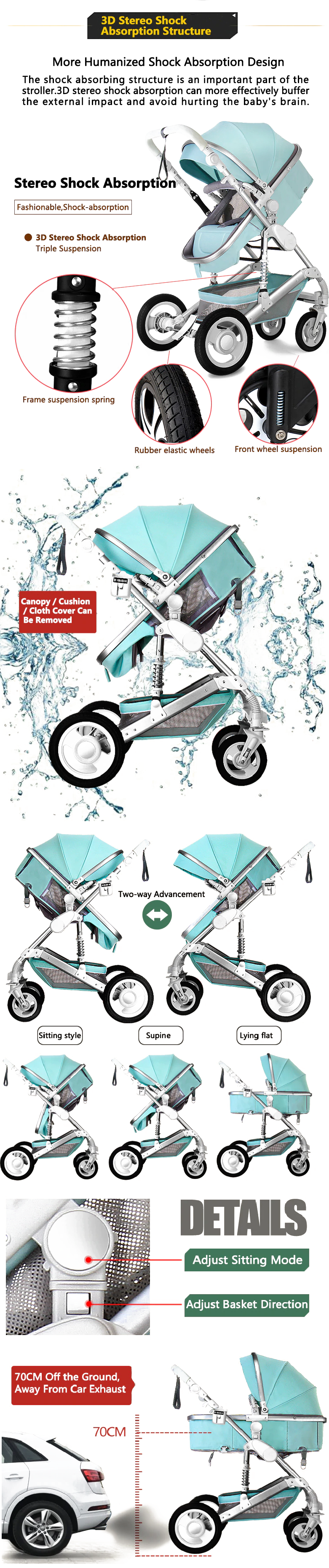 baby stroller with bassinet and car seat
