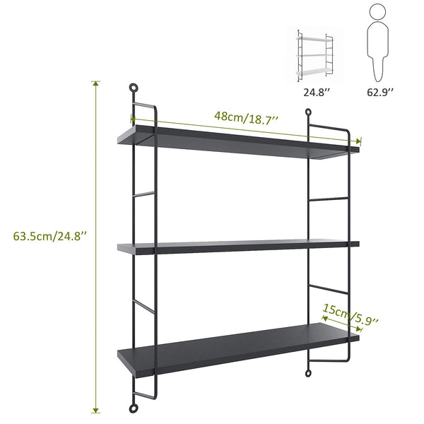 3 tier shelf wall