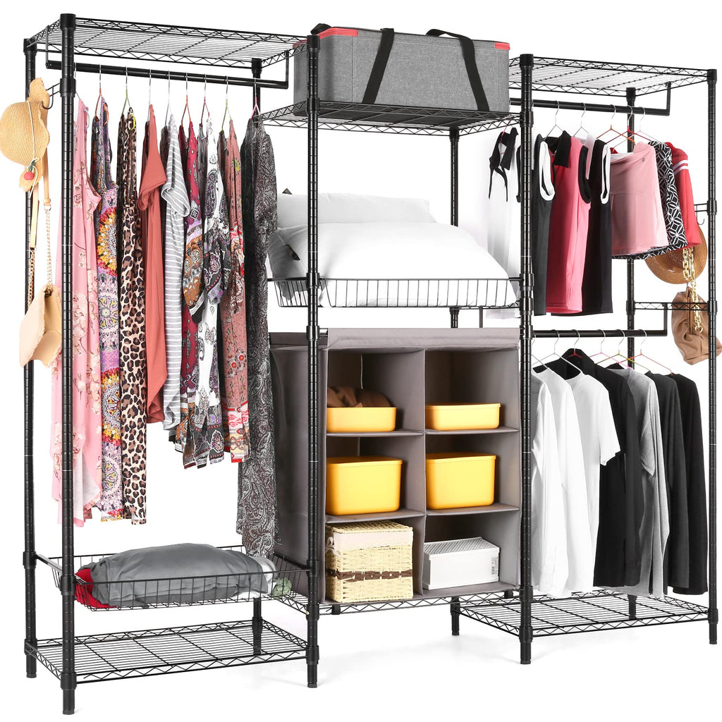 DIY Metal Closet Storage Organizer Garment Rack Heavy Duty Clothes