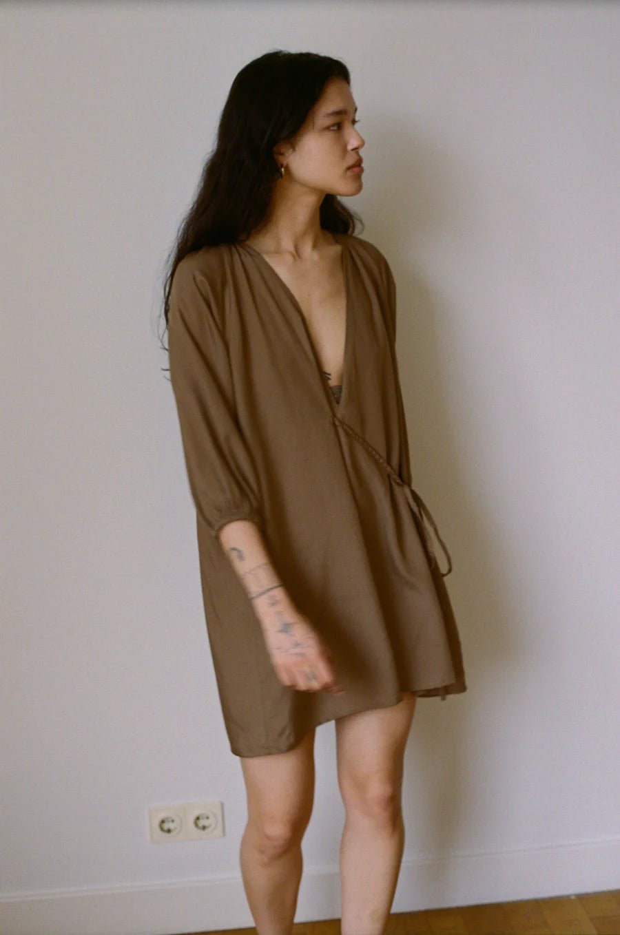 The Double Over Dress/ Taupe