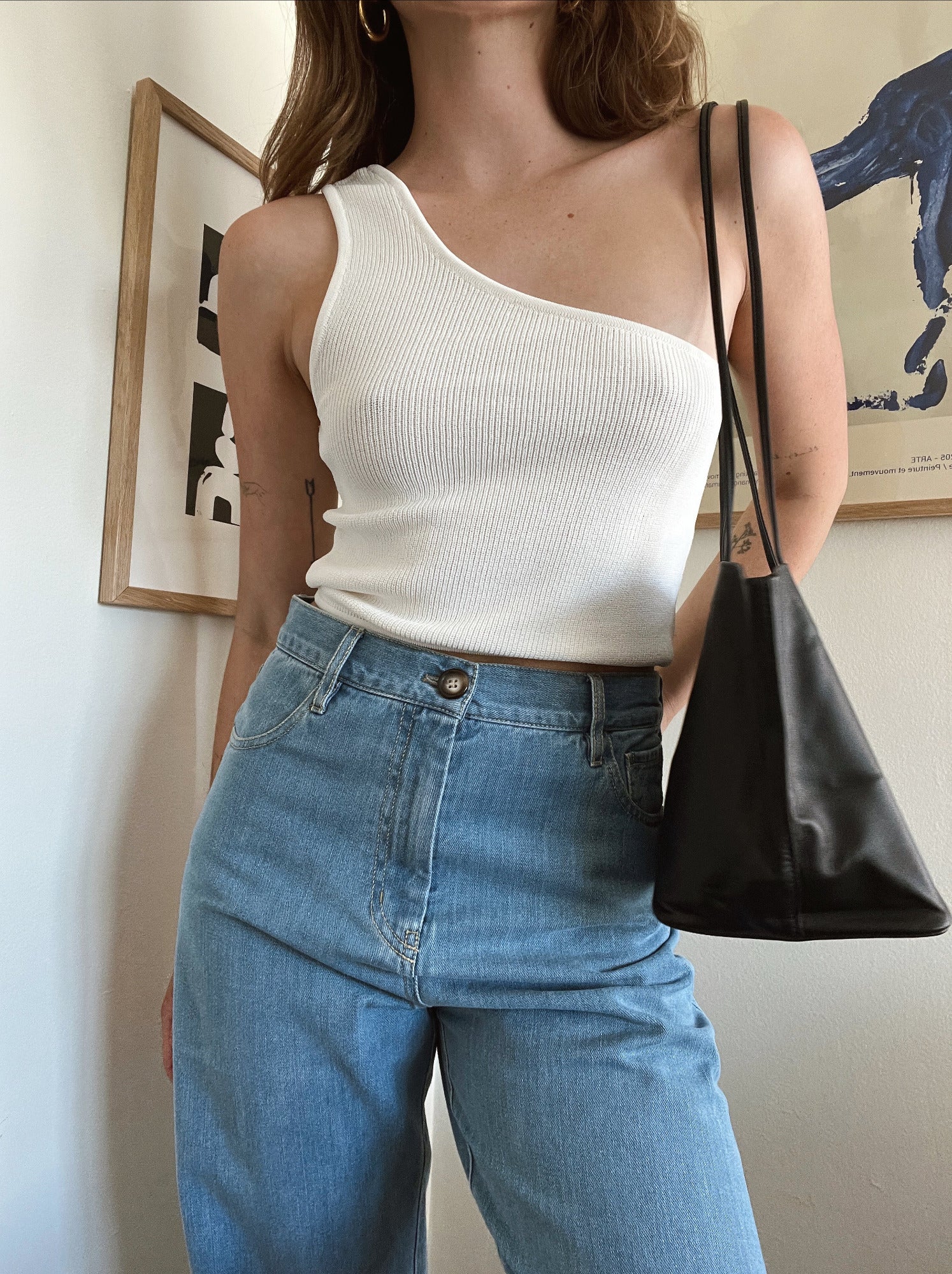 Asymmetrical Knit Top / White